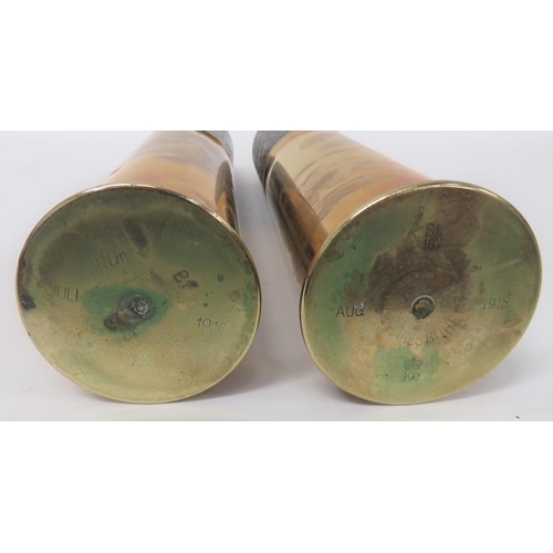 139 - Two WW1 Dated Inert German Shells
brass case.  The bases dated 1915 and 1916.  Solid steel heads.  H... 