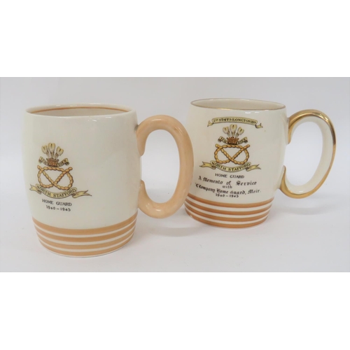 147 - Two North Stafford Home Guard Shelley Tankards
consisting tankard with transfer printed 3rd Staff (L... 