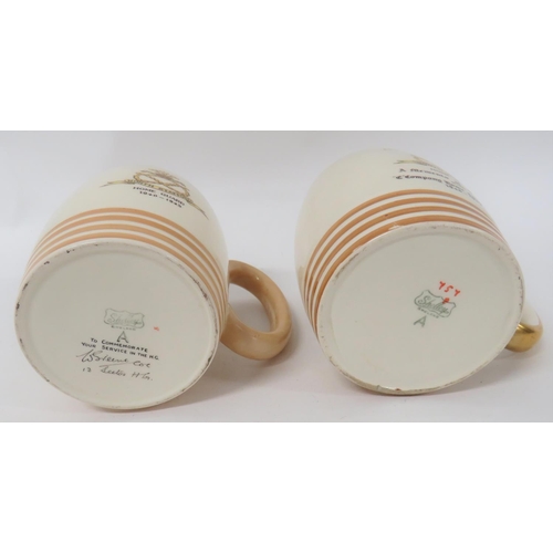 147 - Two North Stafford Home Guard Shelley Tankards
consisting tankard with transfer printed 3rd Staff (L... 