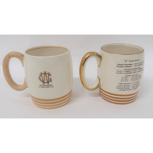 147 - Two North Stafford Home Guard Shelley Tankards
consisting tankard with transfer printed 3rd Staff (L... 