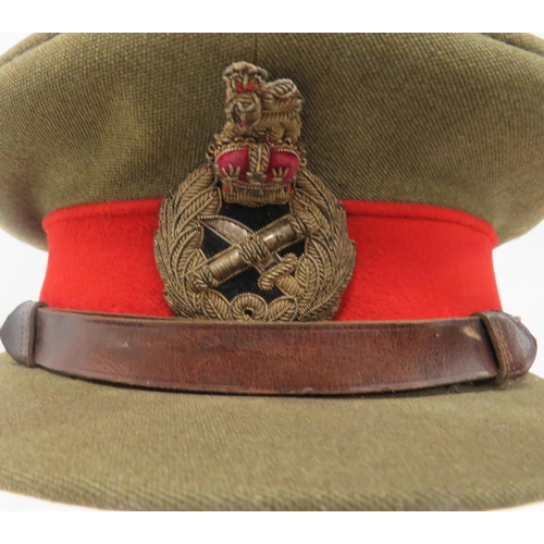 159 - Post 1952 General's Service Dress Cap
khaki crown, body and stiffened peak.  Red felt band with... 