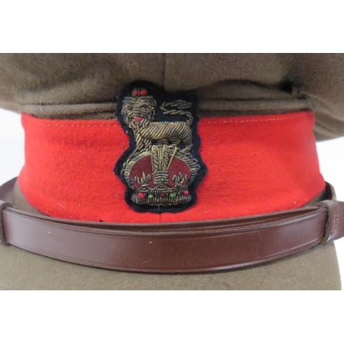 161 - Pre 1952 Brigadier's Cap
khaki felt melton cloth crown, body and stiffened peak.  Red felt band... 