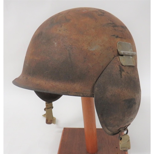 166 - American M3 Combat Flying Steel Flak Helmet
steel, standard shape helmet with cut out ear side shape... 