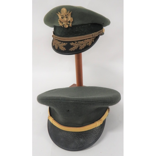 177 - Two Post War American Officer Caps
consisting dark green woollen crown.  Green Aertex band. &nb... 