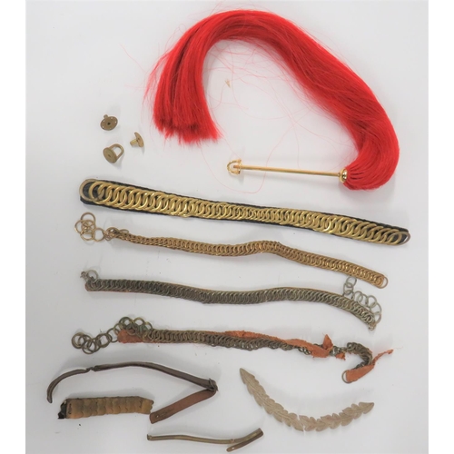 181 - Selection Of Various Hat And Helmet Parts
including red horsehair plume complete with securing spike... 