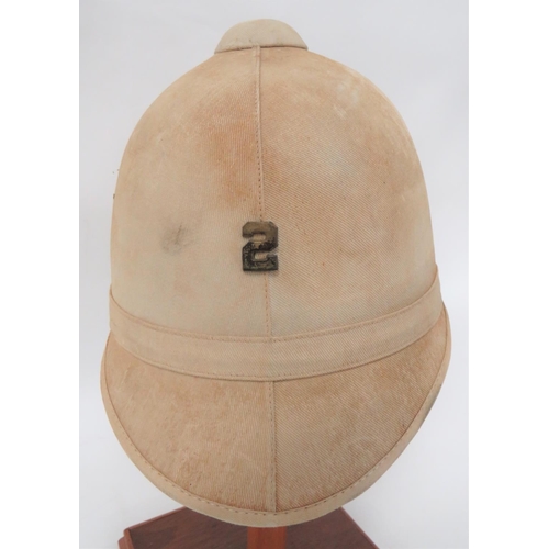 186 - American Foreign Service Helmet
white cotton, four panel crown with rounded peak and rear brim. &nbs... 