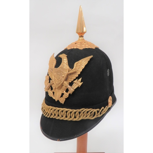 187 - American Maine National Guard Officer's Helmet C1881-1902
black felt, four panel crown with rounded ... 