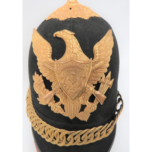 187 - American Maine National Guard Officer's Helmet C1881-1902
black felt, four panel crown with rounded ... 