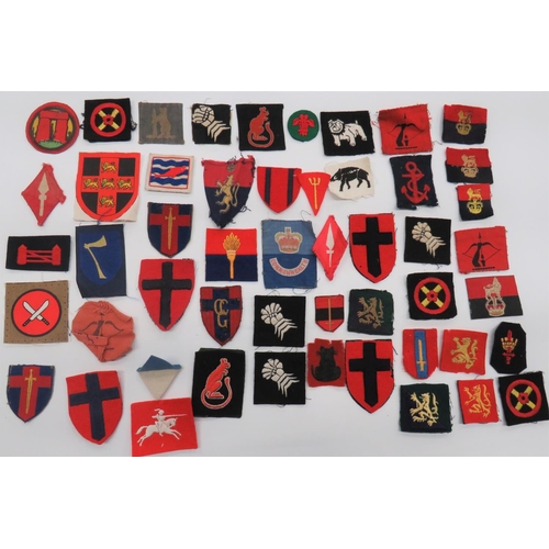 50 WW2 And Later British Formation Badges
including embroidery 116 Royal Marine Infantry Brig ... Embroidery 6th Armoured Div ... Embroidery 2nd Corps ... Embroidery 56th London Div ... Embroidery British Troops In France ... Embroidery Commission Control Germany ... Embroidery 7th Armoured Div ... Embroidery 8th Corps ... Printed East Africa Command ... Printed 1st Corps ... Embroidery North Highland District ... Embroidery Scottish Command Troops ... Embroidery Anti Aircraft Command.  50 items.