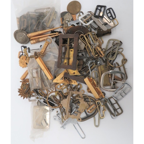 259 - Quantity Of Belt Buckles And Pouch Mounts
including brass belt buckles ... Brass sword hanging hooks... 