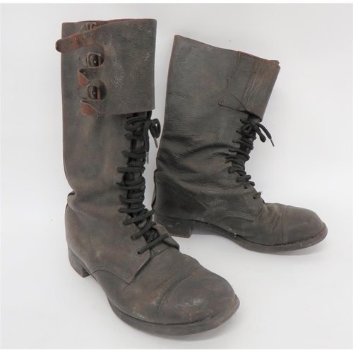 260 - Pair WW2 Pattern Dispatch Rider's Boots
black high leg boots.  Front lace fastening.  Top,... 
