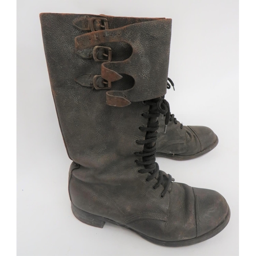 260 - Pair WW2 Pattern Dispatch Rider's Boots
black high leg boots.  Front lace fastening.  Top,... 