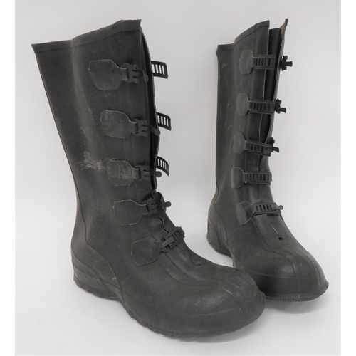 263 - Pair Of WW2 Pattern American Overboots
black rubberised canvas, high leg boots.  The fronts wit... 