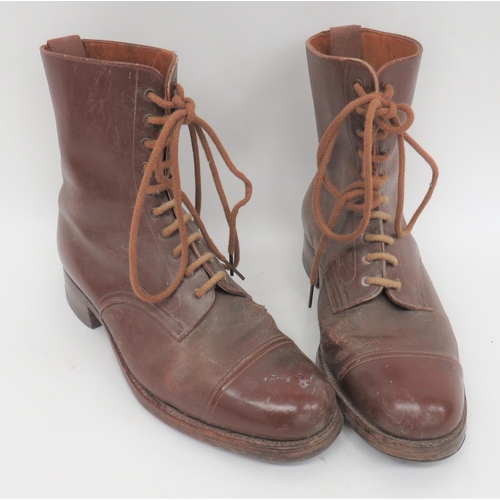 264 - Pair Of WW2 ATS Pattern Boots
brown leather, high ankle boots.  Front lace fastening.  Rub... 