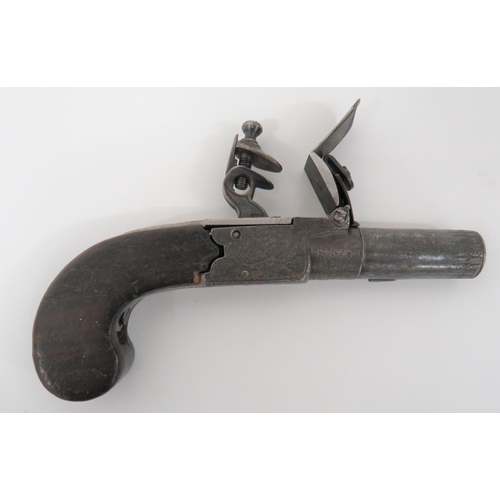 373 - Early 19th Century Flintlock Pocket Pistol 
54 bore, 1 3/4 inch, turn off barrel.  Flat si... 