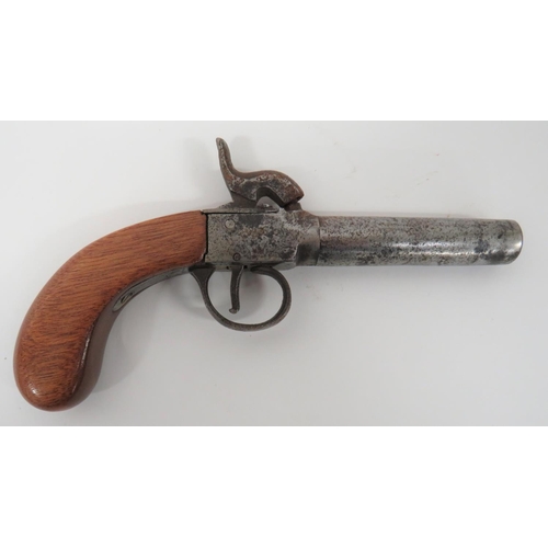 374 - Mid 19th Century Percussion Pocket Pistol
80 bore, 3 inch, turn off barrel.  Flat side, box loc... 