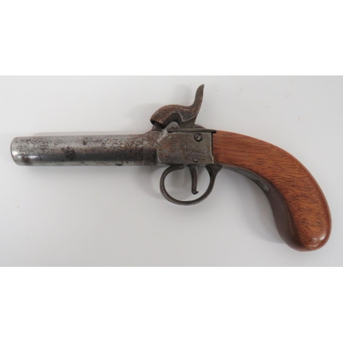 374 - Mid 19th Century Percussion Pocket Pistol
80 bore, 3 inch, turn off barrel.  Flat side, box loc... 