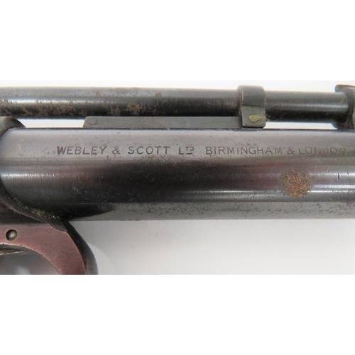 375 - Webley Junior Air Pistol
.177, 6 1/2 inch, blued hinged barrel.  Lower blued spring housing bod... 