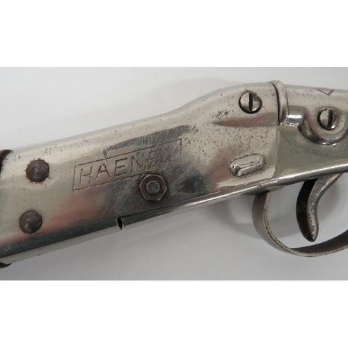 376 - Pre War Haenel Air Rifle
.177, 18 inch, nickel plated, hinged barrel.  Plated rear action marke... 