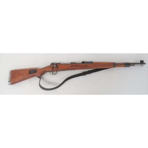 388 - Deactivated WW2 German K98 Mauser Rifle
7.92 mm, 23 3/4 inch blued barrel.  Front hooded sight and r... 