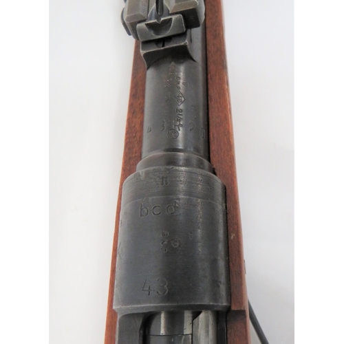 388 - Deactivated WW2 German K98 Mauser Rifle
7.92 mm, 23 3/4 inch blued barrel.  Front hooded sight and r... 