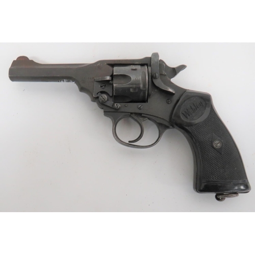 392 - Deactivated Webley MK4 Revolver
.38, blackened barrel with front blade sight.  Six shot fluted cylin... 