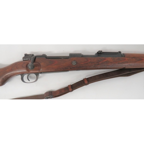 396 - Deactivated WW2 German K98 Mauser Rifle
7.92 mm, 23 3/4 inch, blued barrel.  Front blade sight and r... 