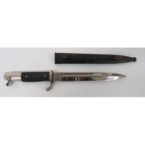 402 - German K98 Parade Bayonet
7 3/4 inch, carbine length, single edged, plated blade with back edge poin... 