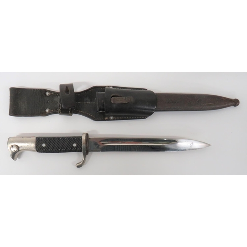 407 - German K98 Parade Bayonet
7 1/2 inch, carbine length, single edged, plated blade.  Wide fuller.... 