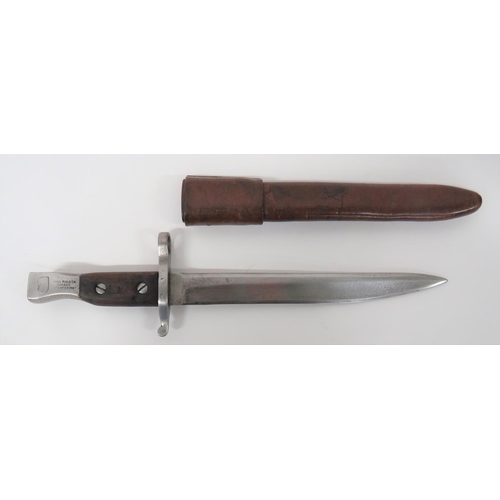 417 - WW1 Canadian Ross Bayonet
10 inch, single edged blade with sharpened modified point.  Steel cro... 