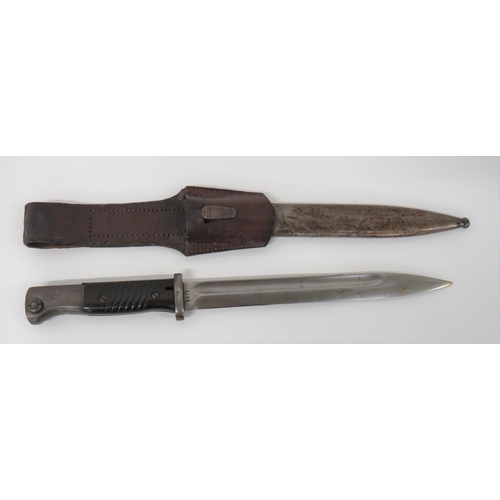 449 - WW2 German K98 Bayonet
9 3/4 inch, single edged blade with fuller.  Forte marked 