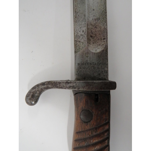 452 - Imperial German Seitengewehr M1898/05 Butcher Bayonet
14 1/2 inch, single edged blade widening towar... 