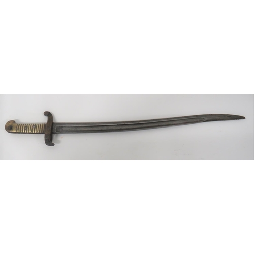 458 - French 1842/59 Sabre Bayonet
22 1/4 inch, single edged yataghan blade with large fuller.  Forte... 