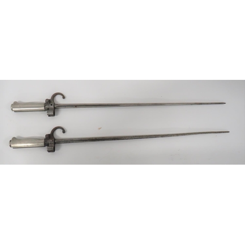 461 - Two French M1886 Lebel 1st Pattern Bayonets
20 1/4 inch, cruciform blades.  Steel hook quillon ... 