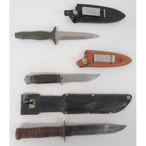 471 - Three Various Knives
consisting 7 inch, single edged, clipped point blade.  Forte stamped 