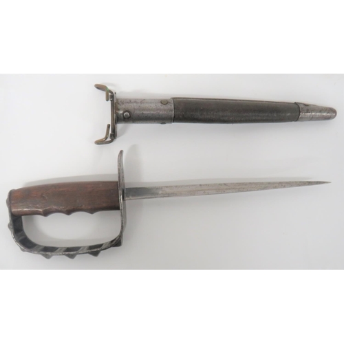 489 - WW1 American M1917 Trench Knife
9 inch, triangular form blade.  Steel crossguard and D shape knuckle... 