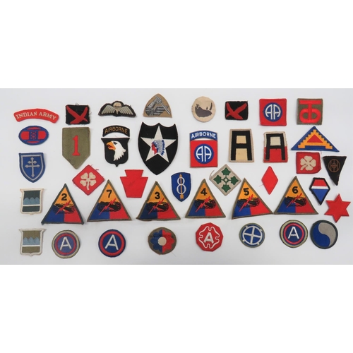 52 - Small Selection of Formation & American Formation Badges
including facing pair, felt 4th Indian ... 