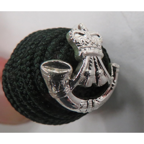 65 - 8 Officer Cap Cord Bosses
consisting 4 x silvered strung bugles on green bosses ... 2 x plated QC st... 