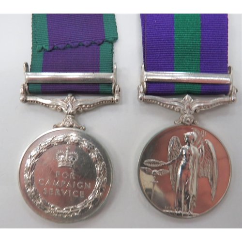 103 - 2 x General Service Medals
consisting George VI example with bar Palestine 1945-48 named 