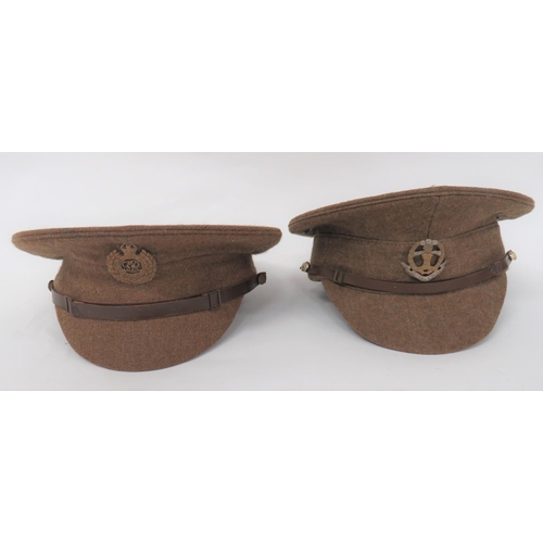 220 - Two 1922 Pattern Service Dress Caps
consisting khaki, stiff top, body and covered peak.  Brown ... 