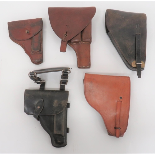 285 - Five Various Automatic Pistol Holsters
consisting tan leather French example ... Black leather Frenc... 