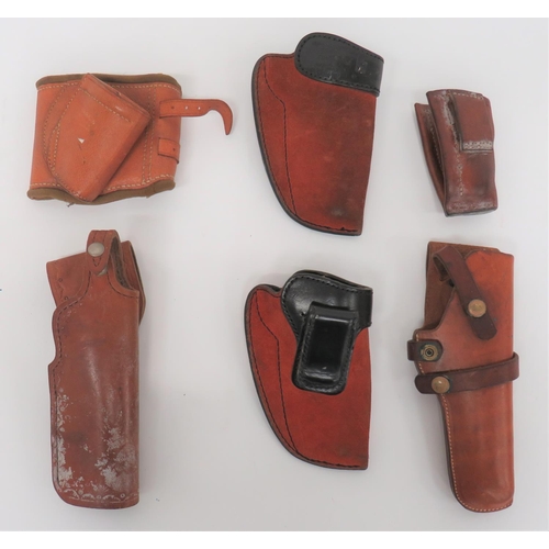 289 - Six Various Holsters
including 2 x brown suede and leather, S & W 10 clip on belt holsters ... 2... 