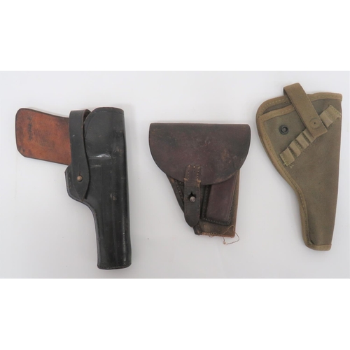 290 - Three Various Holsters
consisting canvas and leather, German small auto holster.  Base shortene... 