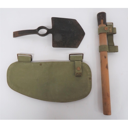 299 - 1908 Pattern Helve Carrier and Entrenching Tool
green blancoed, webbing helve carrier complete with ... 