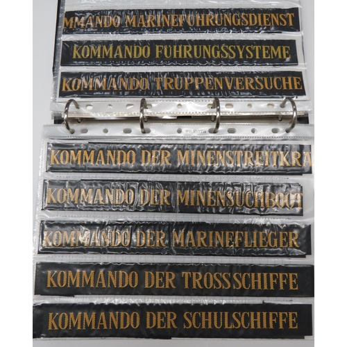 30 - 103 x Post War German Navy Cap Tallies
including Fregatte Bremen ... Geleitboot Emden ... Kommando D... 