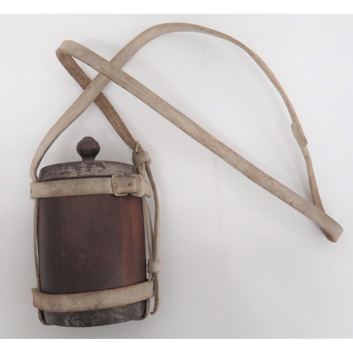 Pattern 1888 Slade Wallace Cradle and Waterbottle
white blancoed, buff leather cradle and riveted seams complete with shoulder strap with adjustable, brass buckle.  Wooden, refinished waterbottle with steel edge bands.  Top stopper well replaced.  