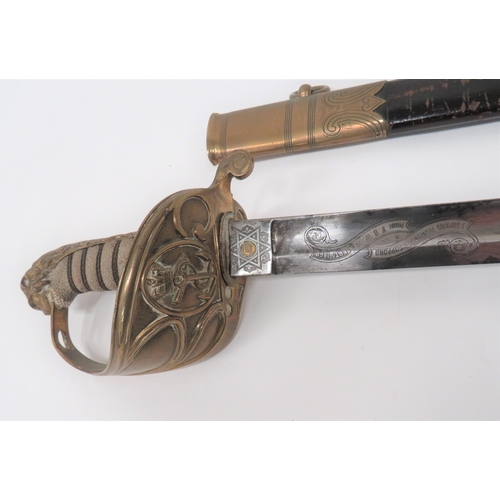 447 - Attributed 1827 Pattern Victorian Royal Navy Officer's by Wilkinson
31 1/2 inch, single edged blade ... 