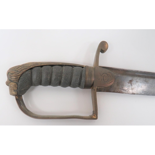 449 - Early 19th Century Royal Navy Fighting Sword
27 1/2 inch, single edged, slightly curved blade with n... 