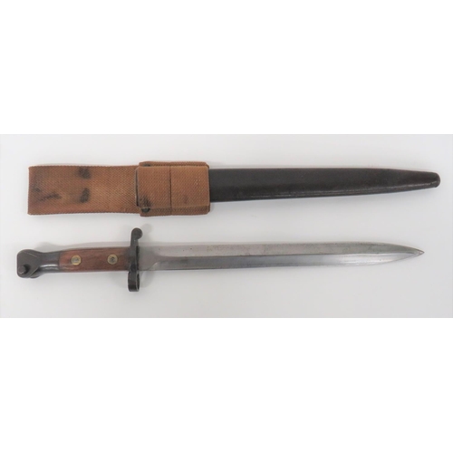 457 - M1888 Commercial Enfield Bayonet
12 inch, double edged blade.  Unmarked forte.  Steel muzz... 