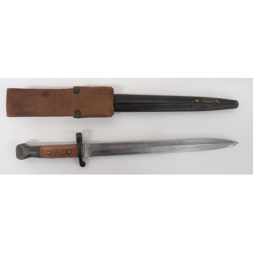 457 - M1888 Commercial Enfield Bayonet
12 inch, double edged blade.  Unmarked forte.  Steel muzz... 